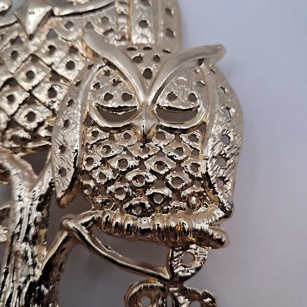 Vintage Owl Earrings Holder 1970s Torino Gold Tone